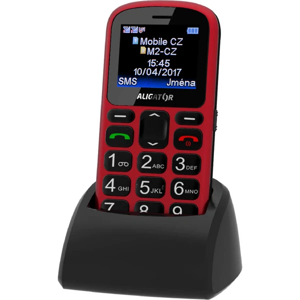 ALIGATOR A321 Senior červený/čierny + stolná nabíjačka - Mobilné telefóny - Hlavný obrázok
