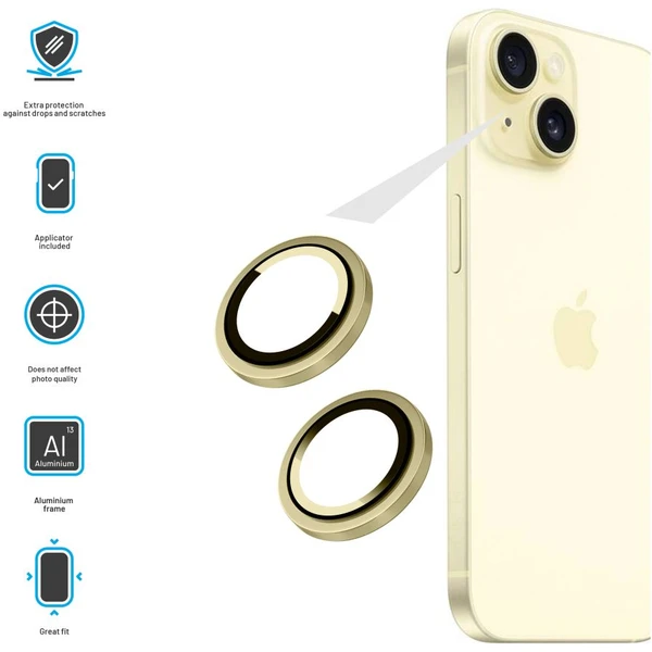 FIXED Camera Glass ochranné sklá Apple iPhone 15/15 Plus žltá - Ochranné fólie a sklo - Obrázok B3Y3000P01