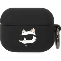 Karl Lagerfeld 3D Logo NFT Choupette Head Silikónové púzdro Airpods Pre čierne - Puzdra