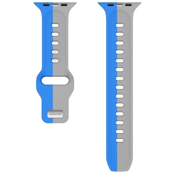 CubeNest Premium Silicon Band remienok Apple Watch 42-49 mm sivý/modrý - Remienky - Obrázok B4UD000O01