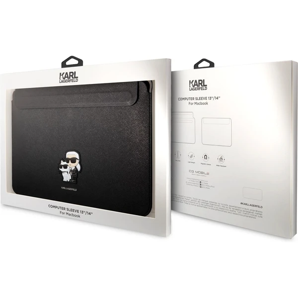 Karl Lagerfeld Saffiano Karl a Choupette NFT obal na počítač 13/14" čierny - Puzdra - Obrázok B652000601