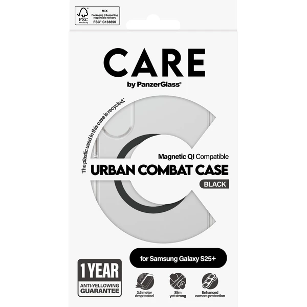 PanzerGlass® CARE kryt Samsung Galaxy S25+ Urban Combat číry/čierny QI - Puzdra - Obrázok B7FC000J01