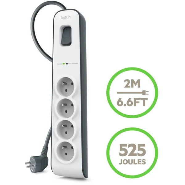 Belkin prepäťová ochrana BSV400, 4 zásuvky, 2m - Prepäťové ochrany - Obrázok B81L100301