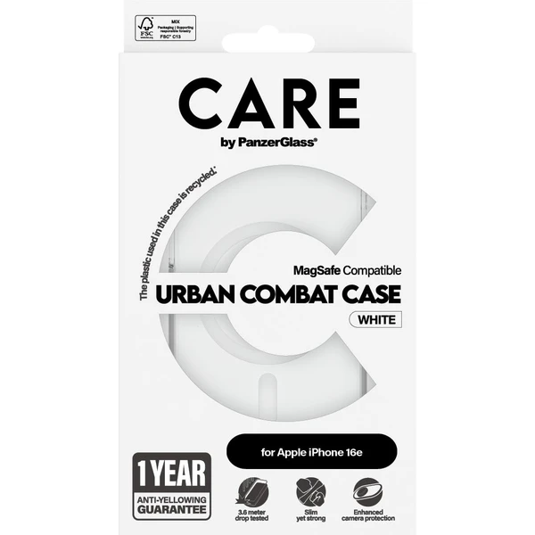 PanzerGlass® CARE kryt Apple iPhone 17e/16e MagSafe Urban Combat priehľadný/biely - Puzdra - Obrázok B8GD000J01
