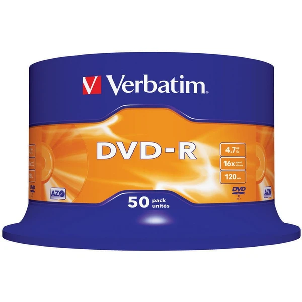VERBATIM DVD-R(50 ks)Spindle/General Retail/16x/4.7GB - Optické disky - Obrázok B9P2000P01
