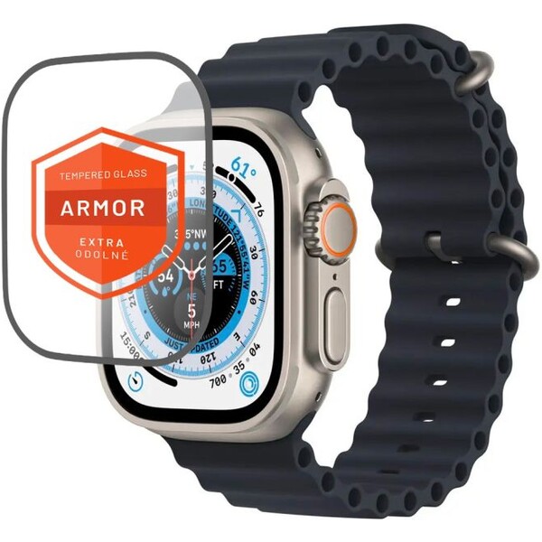 FIXED Armor prémiové tvrdené sklo s aplikátorom Apple Watch Ultra 49mm čierne