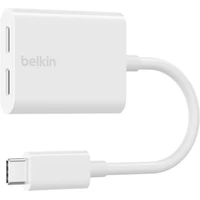 Belkin USB-C adaptér/rozdvojka - USB-C napájanie + USB-C audio/nabíjací adaptér, biela - Redukcie