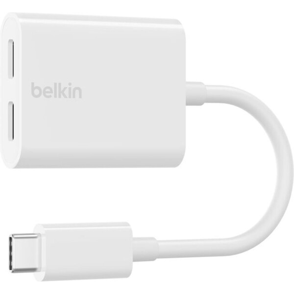 E-shop Belkin RockStar USB-C/2x USB-C redukcia pre napájanie + audio 60W biela