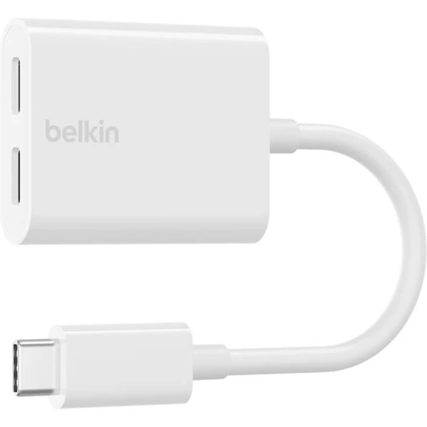 Belkin RockStar USB-C/2x USB-C redukcia pre napájanie + audio 60W biela - Káble a redukcie - Hlavný obrázok