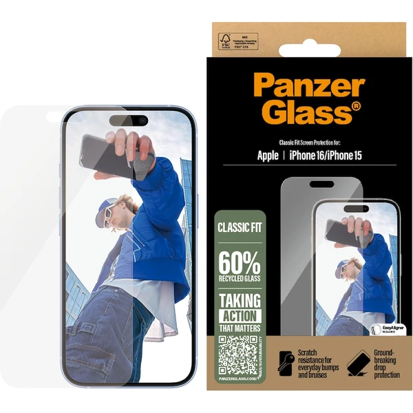 PanzerGlass® Classic Fit sklo Apple iPhone 16 - Ochranné fólie a sklo - Obrázok BC08000P01