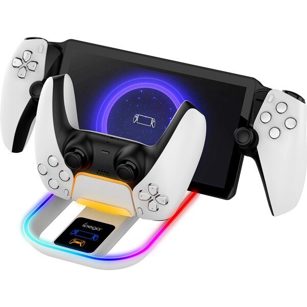 iPega P5P11 nabíjacia stanica s RGB pre Playstation Portal a DualSense, biela