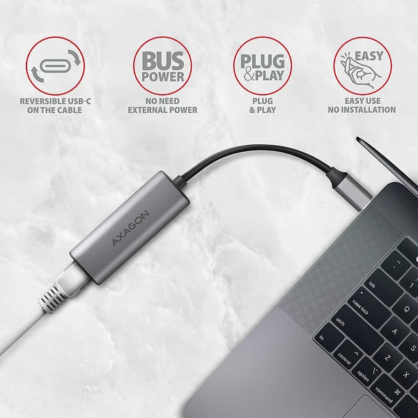 AXAGON ADE-25RC USB-C 2.5 gigabit adaptér - Sieťové karty - Obrázok BES6000701