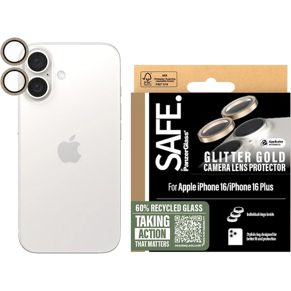 PanzerGlass® SAFE Camera Apple iPhone 16/16 Plus trblietavo zlaté HoOps™ - Ochranné fólie a sklo - Obrázok BF08000P01