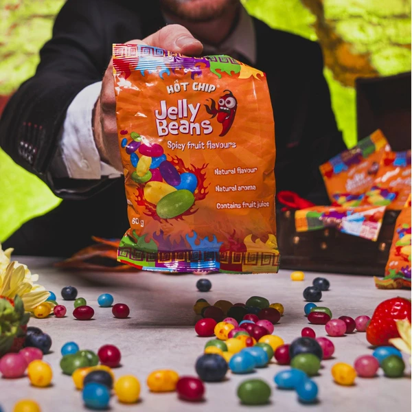 Cukríky Hot-Chip Jelly Beans - Chilli Ovocie 60 g - Cukrovinky - Obrázok BFUG000K01