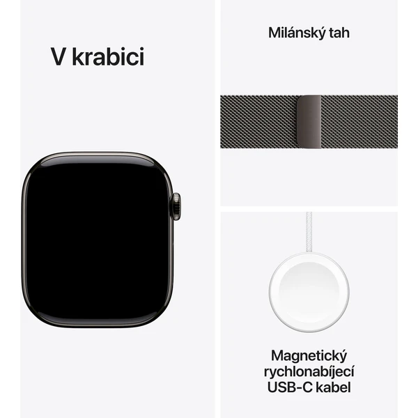 Apple Watch Series 11 Cellular (46mm) Bridlicovo šedý titán s bridlicovo šedým milánskym ťahom S/M - Inteligentné hodinky - Obrázok BHQH000K01