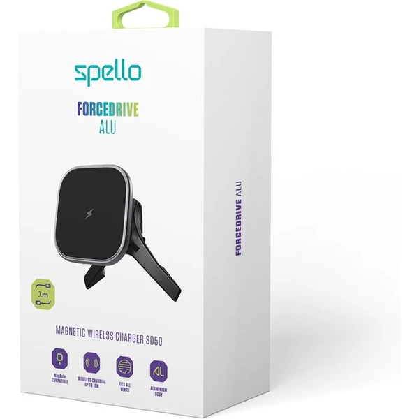 Spello ForceDrive Alu bezdrôtová nabíjačka do auta čierna - Nabíjačky - Obrázok BIPD000K01