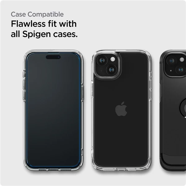 Spigen Glass tR AlignMaster 2 Pack tvrdené sklo iPhone 15 čierne - Ochranné fólie a sklo - Obrázok BIS8000601