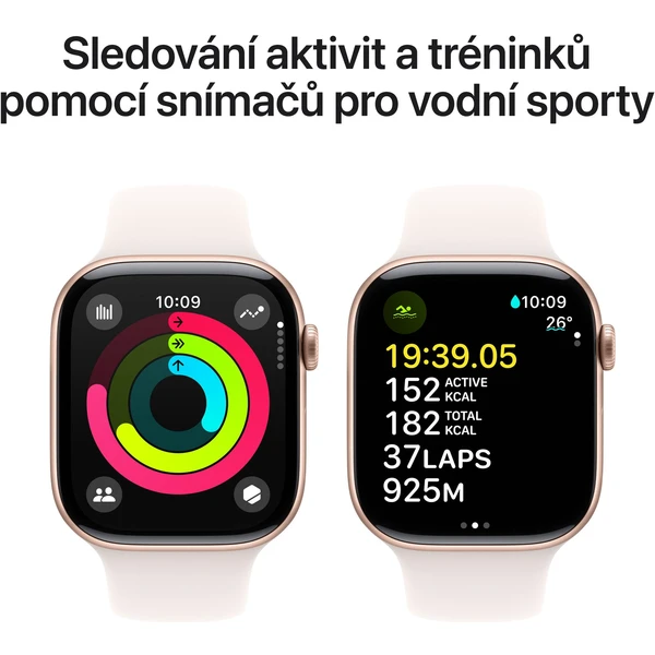 Apple Watch Series 10 46mm Ružovo zlatý hliník so svetlo rumenným športovým remienkom S/M - Inteligentné hodinky - Obrázok BJQ7000K01