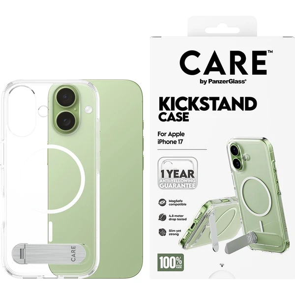 PanzerGlass® CARE Kickstand kryt s MagSafe Apple iPhone 17 strieborný/biely - Puzdra - Obrázok BKDH000K01