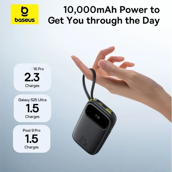 Baseus EnerFill FC31 Qpow 3 10000mAh powerbanka, 22,5 W, s káblom USB-C a Lightning čierna - Powerbanky - Obrázok BMBQ000K01
