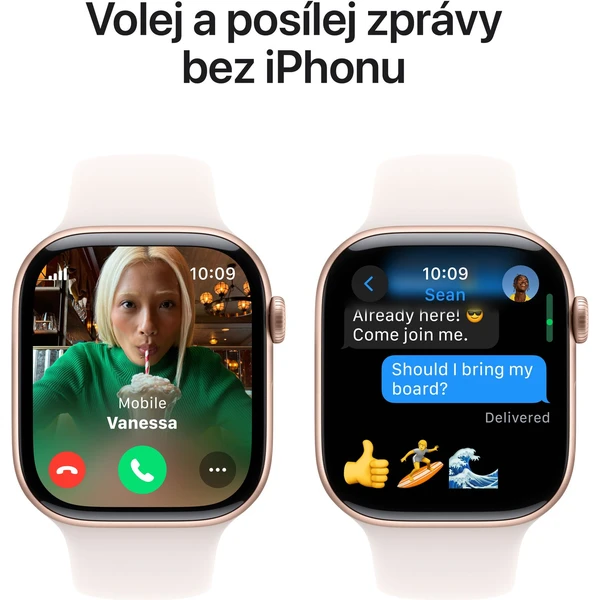 Apple Watch Series 10 Cellular 46mm Ružovo zlatý hliník so svetlo rumenným športovým remienkom M/L - Inteligentné hodinky - Obrázok BNQ7000K01