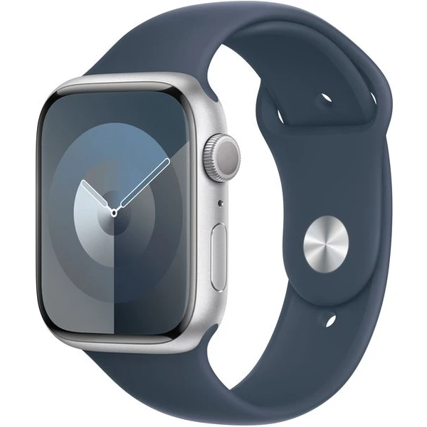 Apple Watch Series 9 45mm Strieborný hliník s búrkovo modrým športovým remienkom M/L - Inteligentné hodinky - Hlavný obrázok