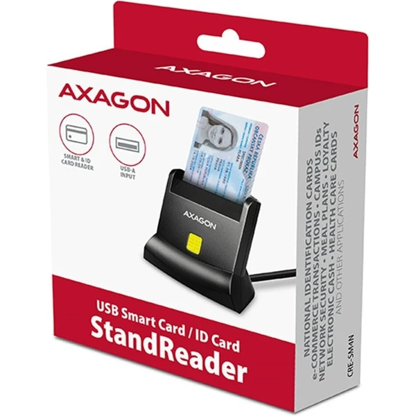 AXAGON CRE-SM4N USB-A StandReader čítačka kontaktných kariet Smart card 1.3m - Čítačky čipových kariet - Obrázok BPS6000701