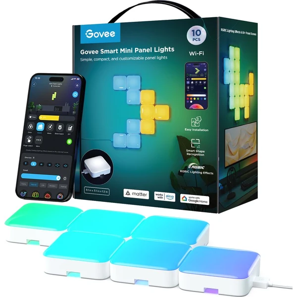 Govee Smart mini RGBIC panely - 10ks - Inteligentné osvetlenie - Hlavný obrázok