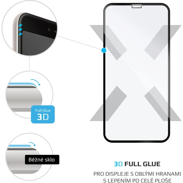 FIXED 3D Full-Cover prachotesné tvrdené sklo 0,33 mm Apple iPhone X/XS/11 Pro čierne - Ochranné fólie a sklo - Obrázok BS6Q100401