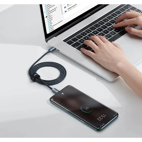 Baseus CAJY000601 Crystal Shine Series Dátový Kábel USB-C - USB-C 100W 1,2m Black - Káble - Obrázok BSRL100501