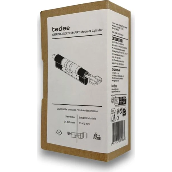 tedee európska modulárna vložka GERDA EXXO SMART 31-62 mm / 31-62 mm čierna - Inteligentné zámky - Obrázok BT9P000K01