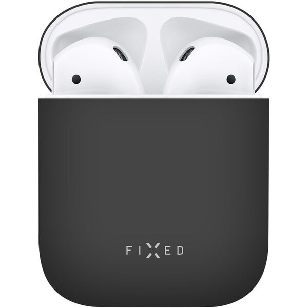 FIXED Silky ultratenké silikónové púzdro Apple Airpods čierne