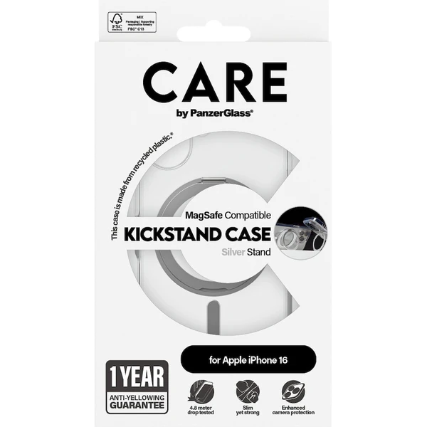PanzerGlass® CARE kryt Apple iPhone 16 MagSafe KickStand číry/sivý - Puzdra - Obrázok C108000P01