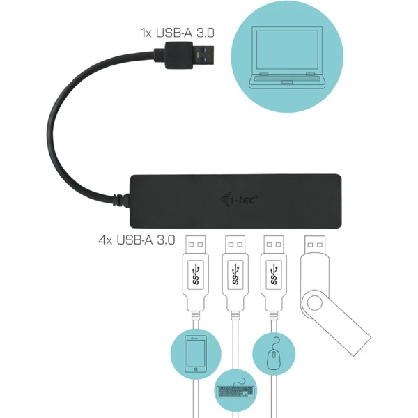 i-tec USB 3.0 SLIM HUB 4 Port  - USB huby - Obrázok C19B000501