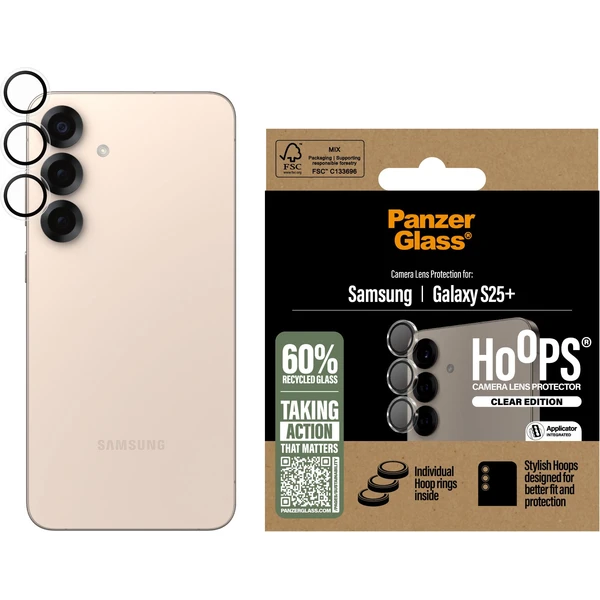PanzerGlass® Hoops® Samsung Galaxy S25+ číre ochranné krúžky pre šošovky fotoaparátu - Ochranné fólie a sklo - Obrázok C1FC000J01