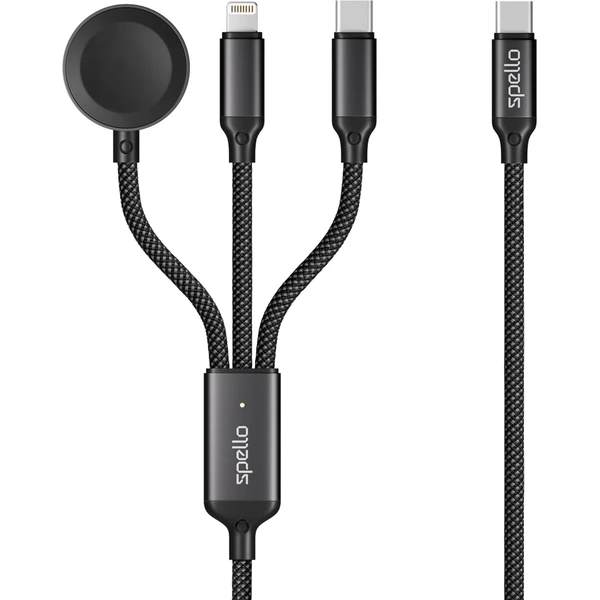 Spello 3v1 100W kábel (USB-C, Lightning, Apple Watch) 1,2 m čierny - Káble a redukcie - Hlavný obrázok