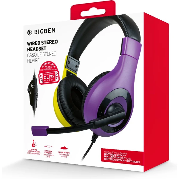 Bigben herné slúchadlá pre Switch fialová/žltá - Slúchadlá - Obrázok C1H7000K01
