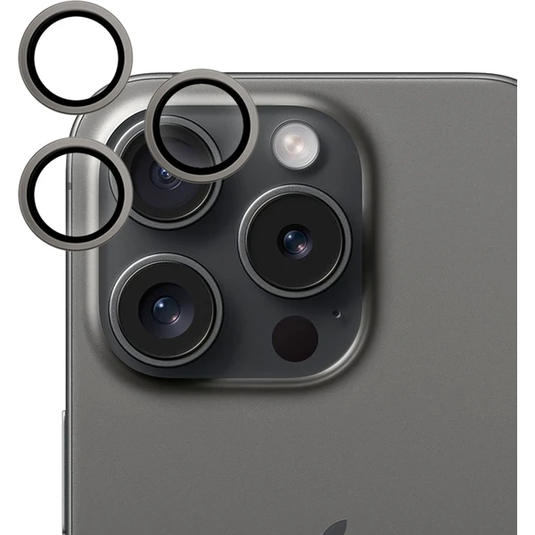 iWant ochrana šošoviek na kameru iPhone 15 Pro/15 Pro Max čierna - Ochranné fólie a sklo - Hlavný obrázok