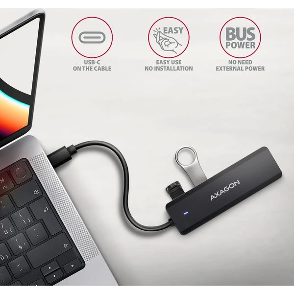 AXAGON HUE-C1C 4v1 USB-C húb - USB huby - Obrázok C1W3000L01