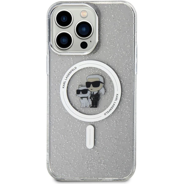 Karl Lagerfeld IML Glitter Karl a Choupette MagSafe kryt iPhone 15 Pre Max číry - Puzdra - Obrázok C1X4000701