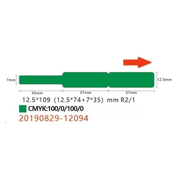Niimbot štítky na káble RXL 12,5x109mm 65ks pre D11 a D110 zelené