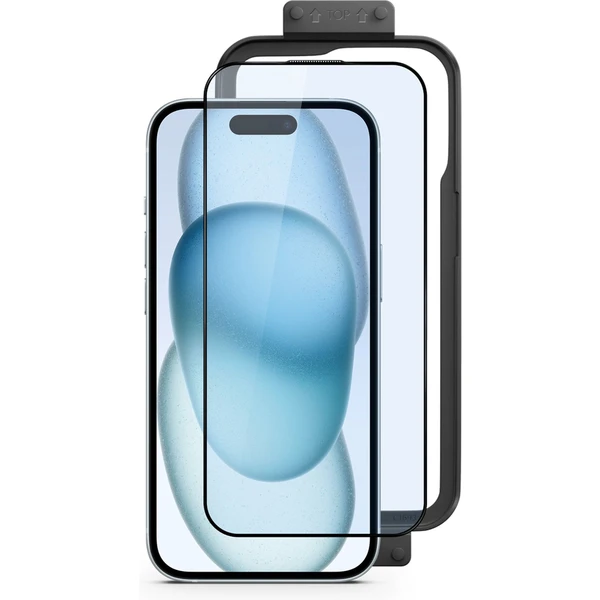 Epico Resolve EdgeToEdge ochranné sklo s inštalačným rámčekom pre iPhone 15 Plus - Ochranné fólie a sklo - Hlavný obrázok