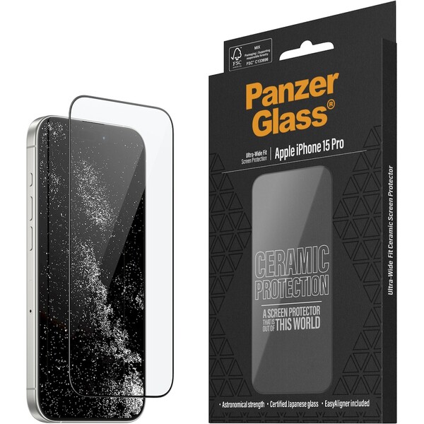 E-shop PanzerGlass Ceramic tvrdené sklo Apple iPhone 15 Pro s inštalačným rámčekom
