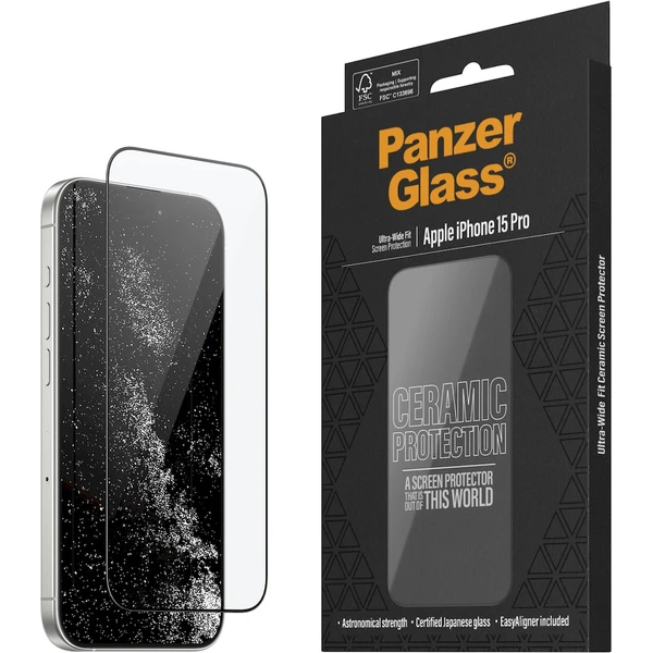 PanzerGlass Ceramic tvrdené sklo Apple iPhone 15 Pro s inštalačným rámčekom - Ochranné fólie a sklo - Hlavný obrázok