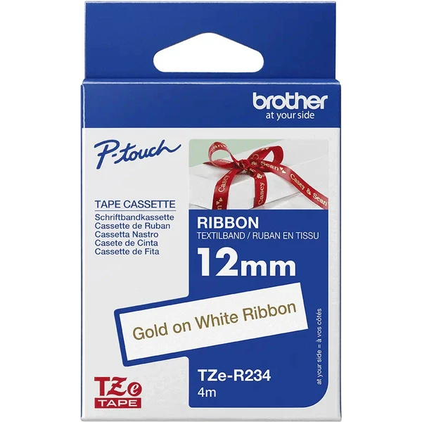 Brother TZe-R234 textilná páska zlatá na bielom 12 mm - Pásky pre štítkovače - Obrázok C4AD000L01