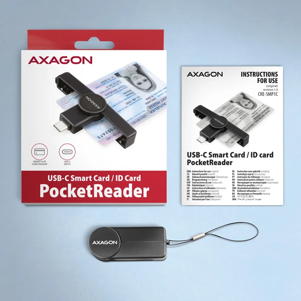 AXAGON CRE-SMPC USB-C PocketReader čítačka kontaktných kariet Smart card - Čítačky čipových kariet - Obrázok C4N4000701