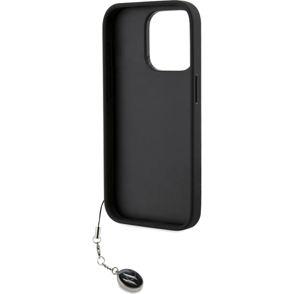 Karl Lagerfeld PU Saffiano Rhinestone Charm zadný kryt iPhone 15 Pre čierny - Puzdra - Obrázok C4N5000J01