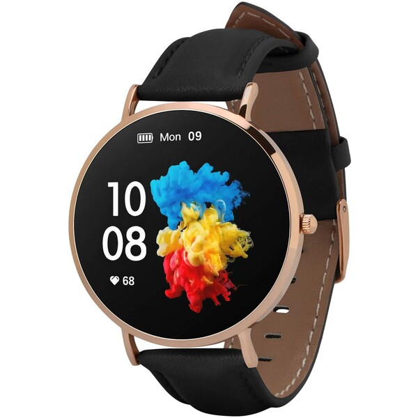 E-shop Garett Smartwatch Verona zlatá, čierna koža