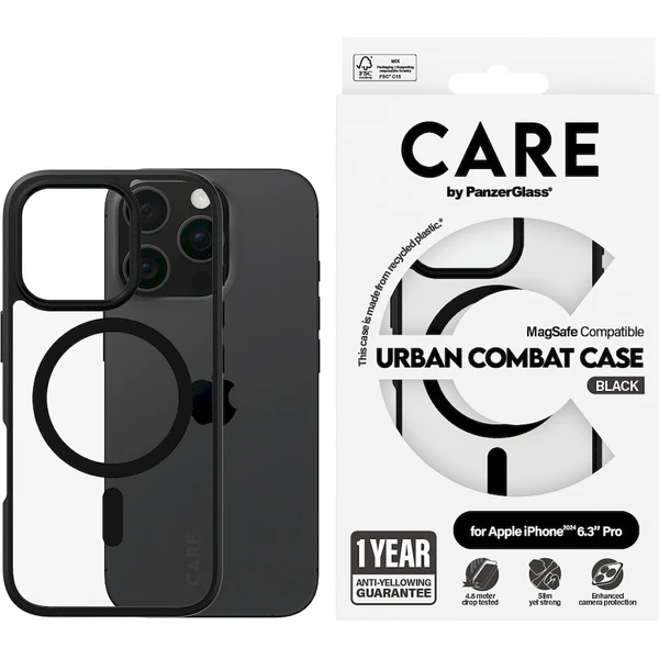 PanzerGlass® CARE kryt Apple iPhone 16 Pro MagSafe Urban Combat čierny/čierny - Puzdra - Obrázok C508000P01