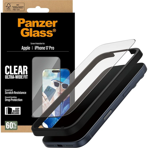PanzerGlass® Ultra-Wide Fit sklo Apple iPhone 17 Pro s inštalačným rámčekom - Ochranné fólie a sklo - Obrázok C5KH000K01